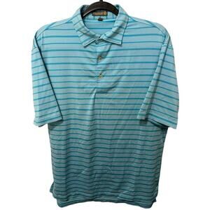 Peter Millar Summer Comfort Blue Striped Polo Size Medium